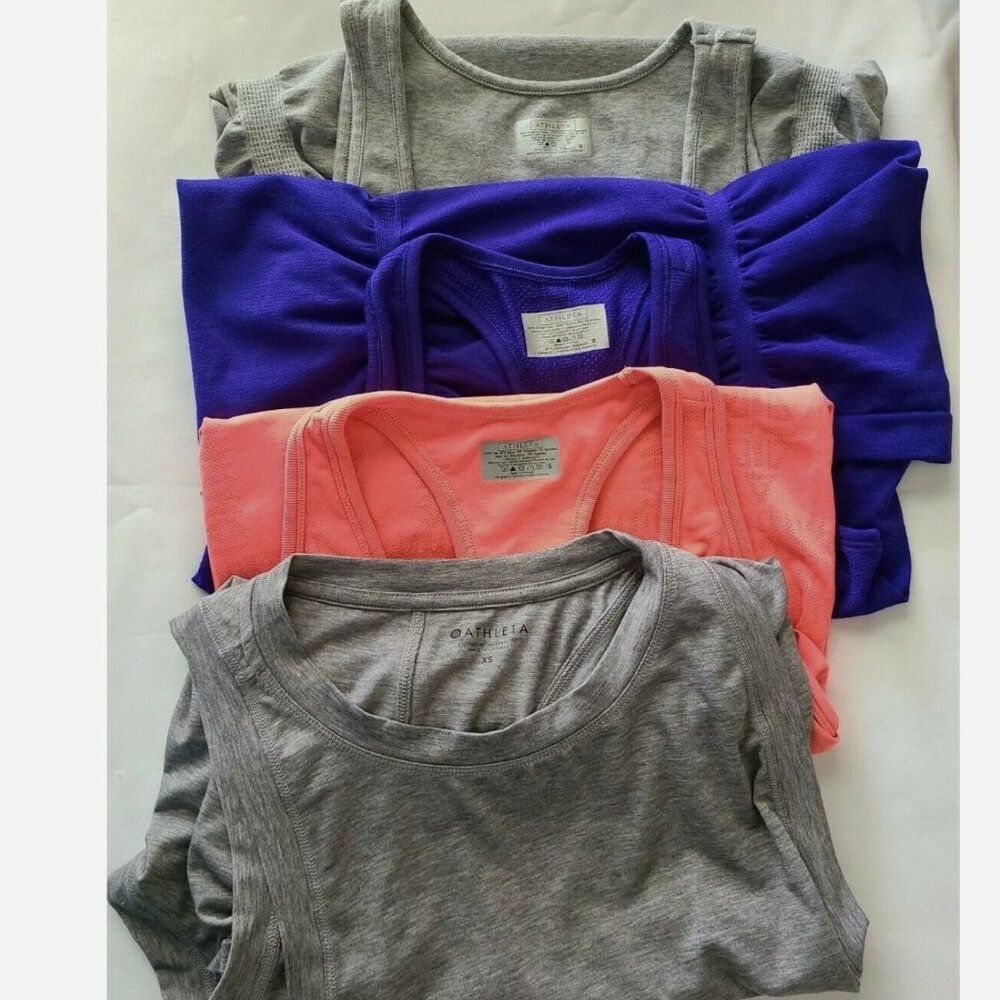 Athleta Lot - 4 Piece High‎ Lo Ruched Running Assortment Coral Blue Gray S & XS